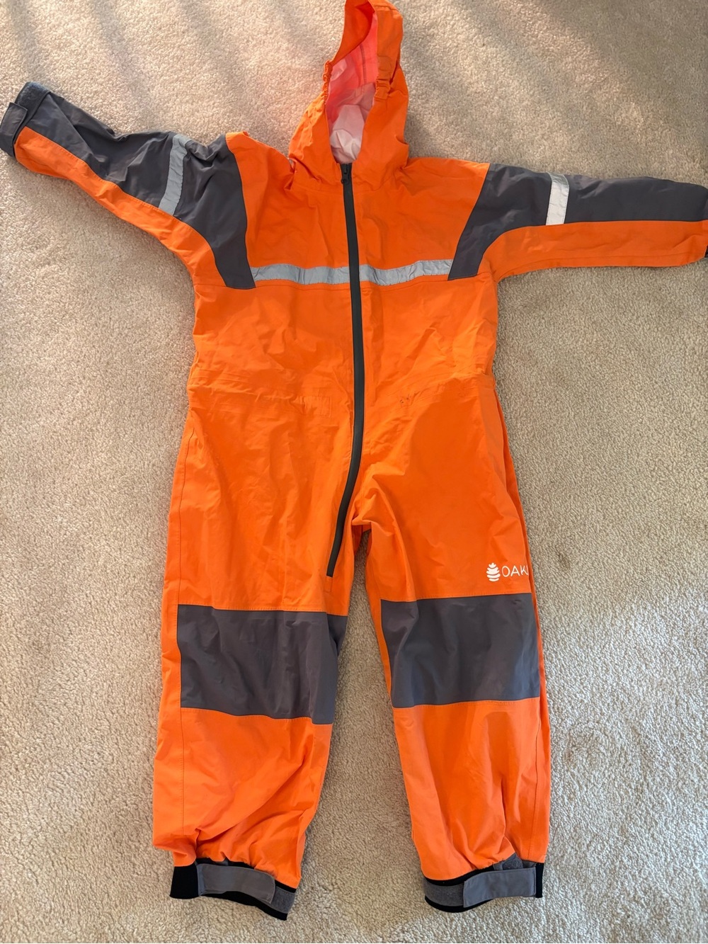 oaki Orange and Gray Kids' Waterproof Rain Suit with Reflective Trim